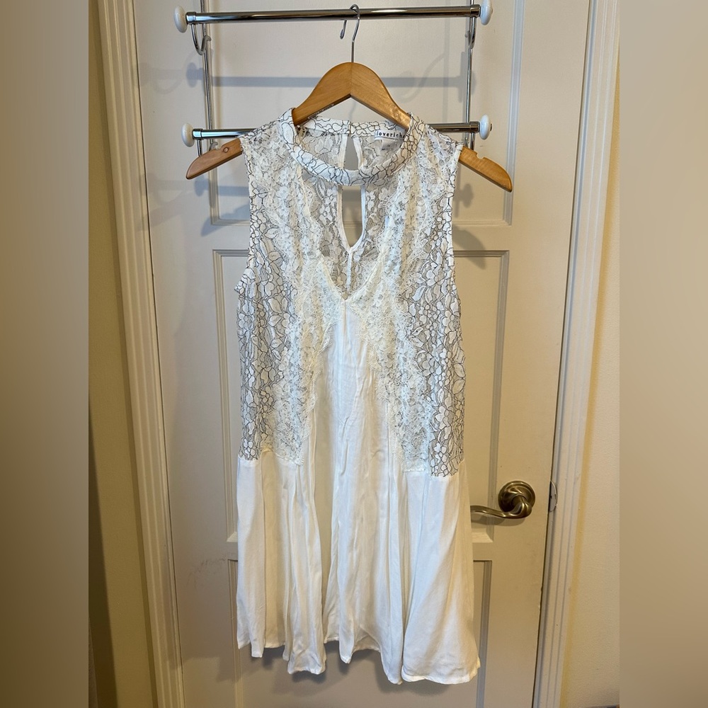NWT Nasty Gal Cream Black and White Lace Dress, Size M